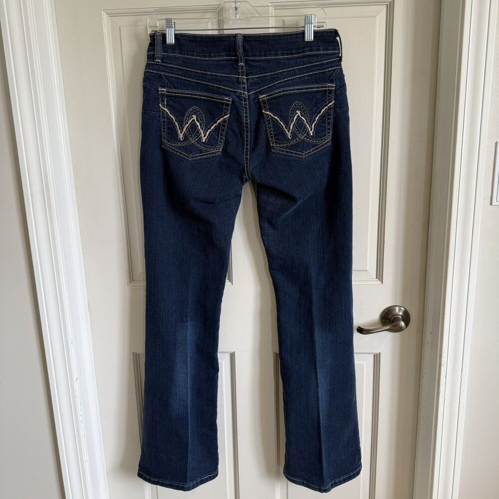 Wrangler Cowgirl Bootcut Embroidered Jeans Dk Blue Sz 5/6 x 32 Western Pink Boot